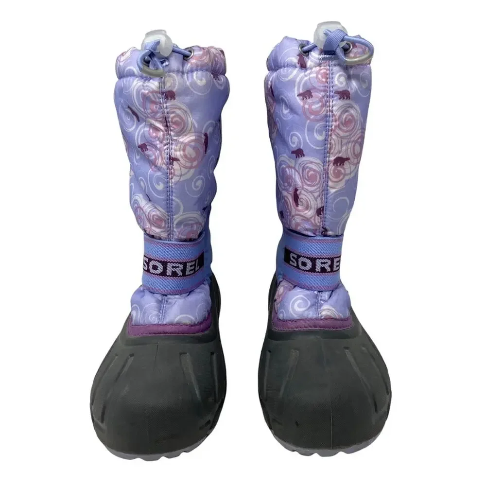 Sorel Big Kid Cub Boot Purple Sweet Pea Wild Orchid Polar Bear Snow Boots Size 6